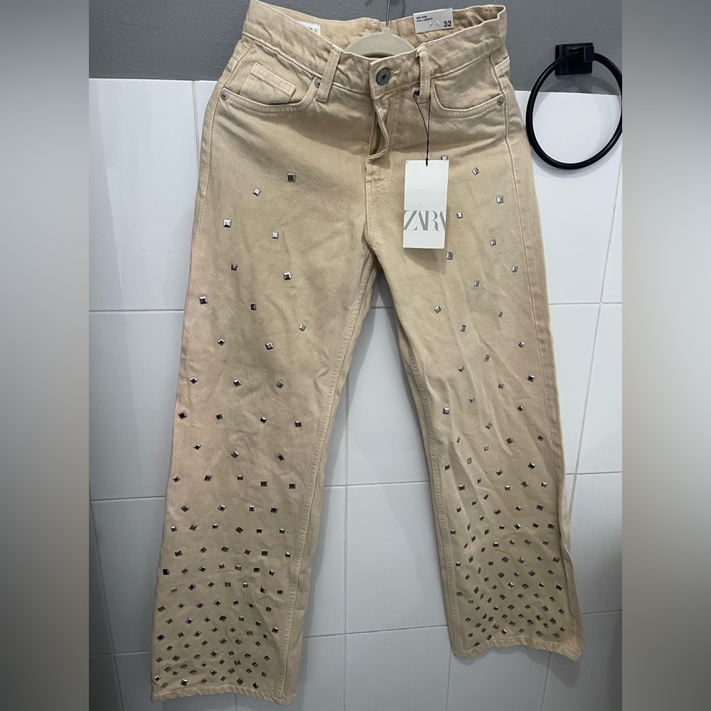 Zara Beige Denim Trousers